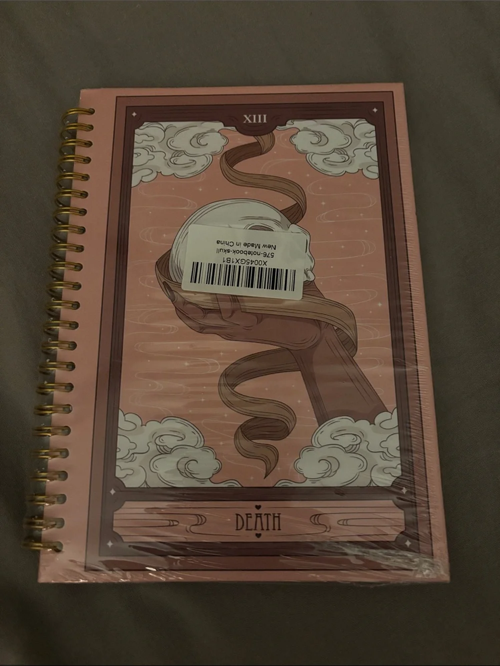 Tarot Death Spiral Skull Spiral-Bound Notebook 5.5”x8.3” 80 pages- Pink